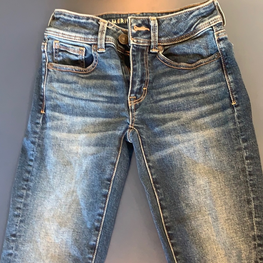Flared blue jeans